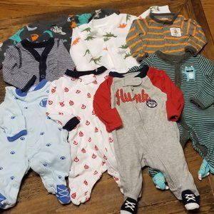 Preemie Boy Footed Sleeper Lot